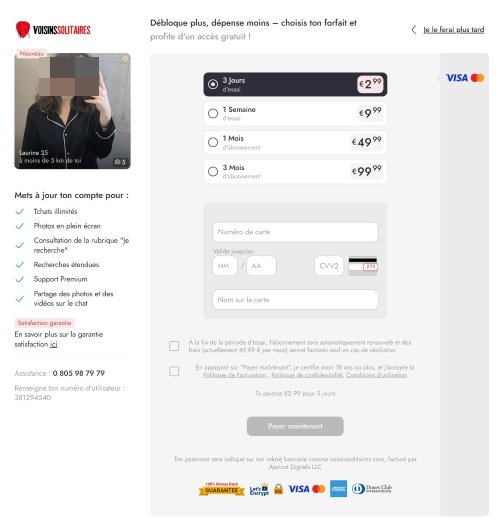 Tarifs et Abonnement de Voisins Solitaires
